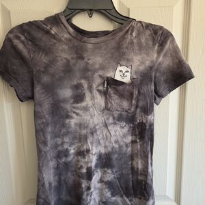 Ripndip Gray Tie-Dye Cat Pocket Tee